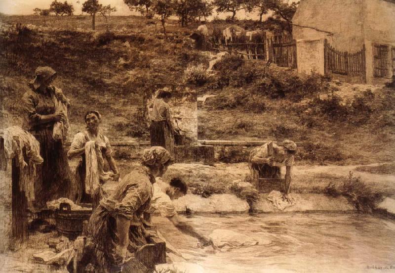 Leon Lhermitte Washerwoman in Laundry